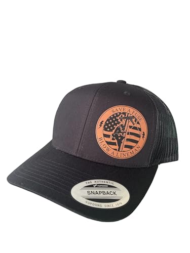 BUBBLEHEAD INK Handmade Lineman Gifts for Men, Dad, Workers, Birthday, Adjustable Snapback Funny Trucker Hat for Journeyman
