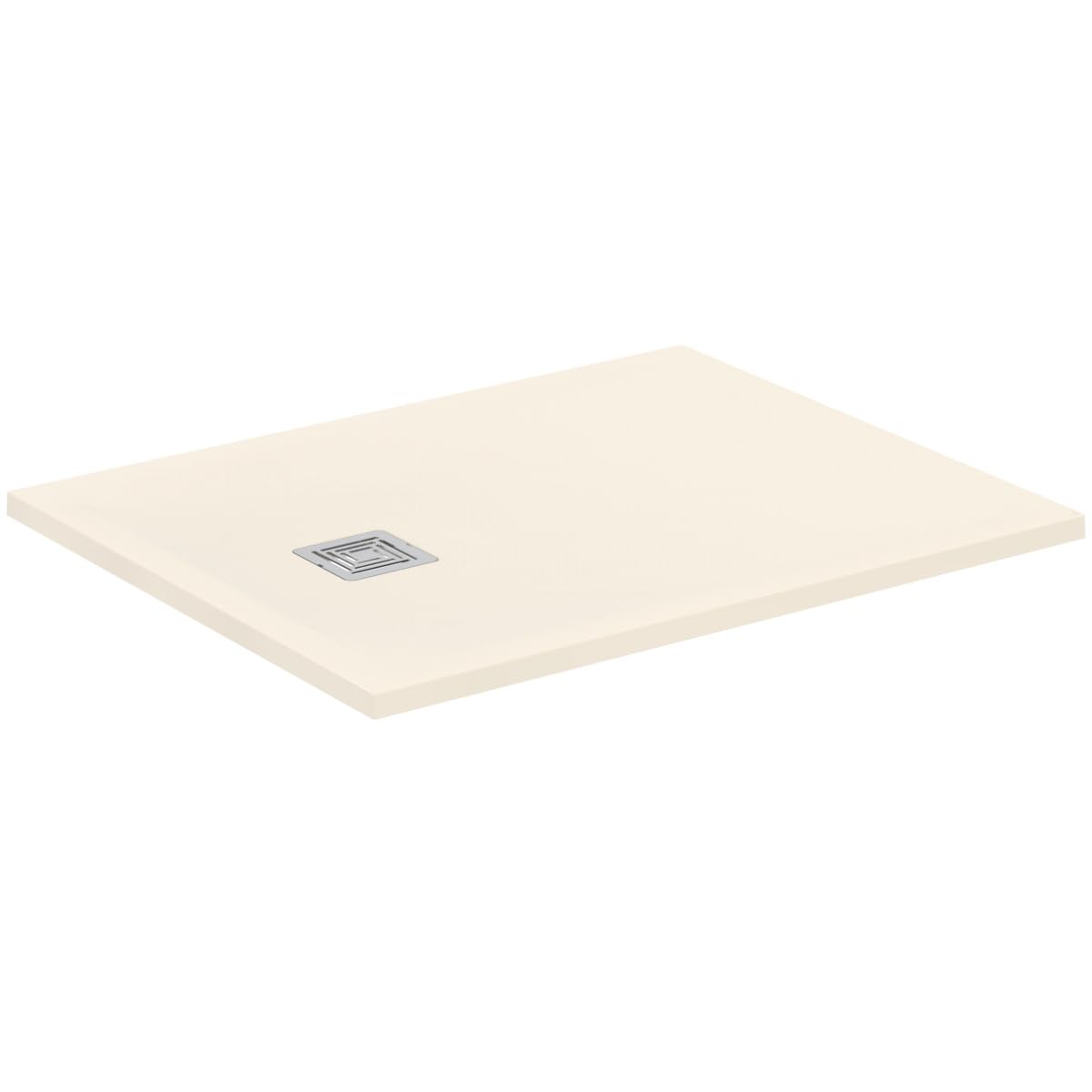 Ideal Standard - Ultra Flat S+, Plato de ducha rectangular ultrafino de resina efecto piedra, 100 x 80 cm, Ideal Solid, desagüe lado corto, arena