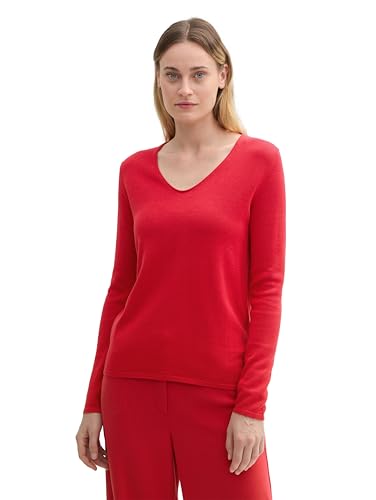 Tom Tailor Damen Strickpullover mit V-Ausschnitt 1