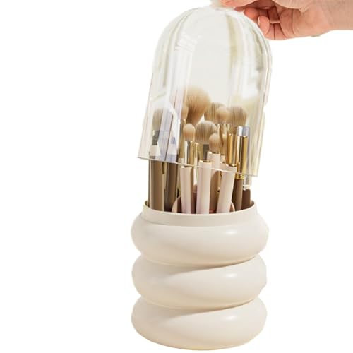 Organizador giratorio para lavabo, organizador giratorio de lavabo, organizador de 360 brochas de maquillaje transparente giratorias, organizador de cuidado de la piel | Práctico maletín de cosméticos
