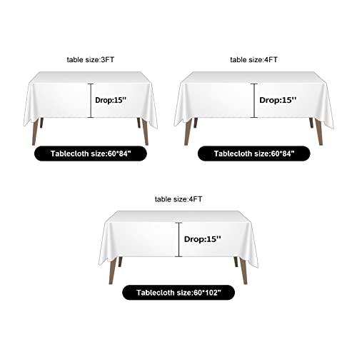 Ascoza 2pack 60x84 Inch Ivory Rectangular Tablecloth 4 Feet Table Cloth in Polyester Fabric for Wedding/Banquet/Restaurant/Parties by Ascoza - Image 5