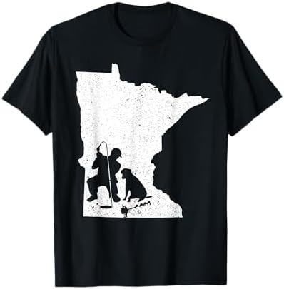 Vintage Minnesota Ice Fishing T-Shirt & Dog Dad Gift Men Women Girls Kids T-Shirt