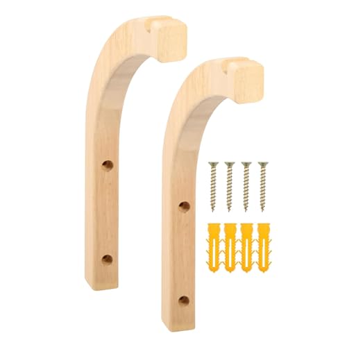 Gancho para colgar plantas, colgador de pared para plantas, 2 soportes de madera para plantas de interior, soporte para plantas, ganchos de pared de forma curvada estable para el hogar, dormitorio y