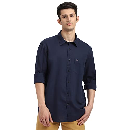 Image of Arrow Solid Slim Fit Mens Casual Shirts - 100% Cotton, Breathable & Comfortable, Full Sleeves Shirt for Men