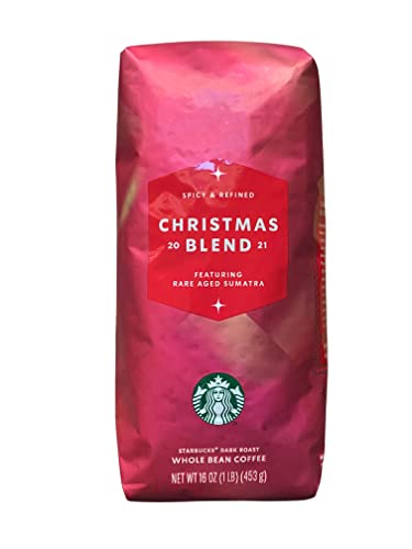 Starbucks Holiday Christmas Blend Whole Bean Coffee 16 oz (Caffinated Dark Roast)