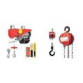 VIVOHOME Electric Hoist, 110V 440 Lbs Winch with Wireless Remote Control, Zinc-Plated Steel Wire Hoist with VIVOHOME Chain Hoist 1/2 Ton 10ft Red, Mini Chain Hoist 1100Lbs, Heavy Duty Pulley Hoist