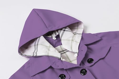 Image of Betusline Girl's Single Breasted Trench Coat Hooded Dress Coat Outerwear, 2-14 Years