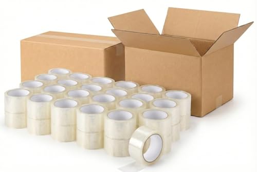 Genérico Cinta Adhesiva Transparente 48 mm x 100 m - Grosor 48 micras - Cinta de embalaje fuerte para cartón, paquete y mudanza (20)