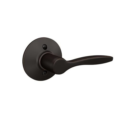 Image of Schlage F170 DEL 716 RH Right Handed Delfayo Door Lever with Standard Trim, One-Sided Non-Turning Dummy Handle, Aged Bronze