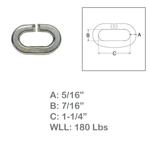 Marine 5/16" C Link Connector Link 180 Lb WLL Lift Rig Stainless Steel T316 4Pcs miniatura 7