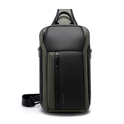 FANDARE Sling Bags Business Chest Pack Men One Shoulder Backpacks Unbalance Ultralight Sport Crossbody Bags for Work Commuter Outdoor Travel Running Gym Daypacks Waterproof Polyester Green