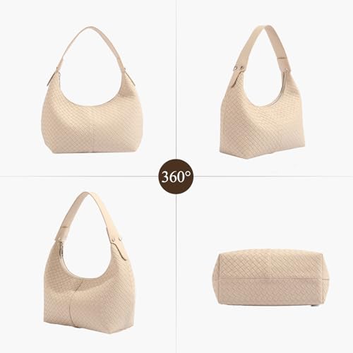 Woven Shoulder Bags for Women, Casual Underarm Bag,Leather Mini Handbags,Dumpling Bag with Zipper,Gift for Christmas3