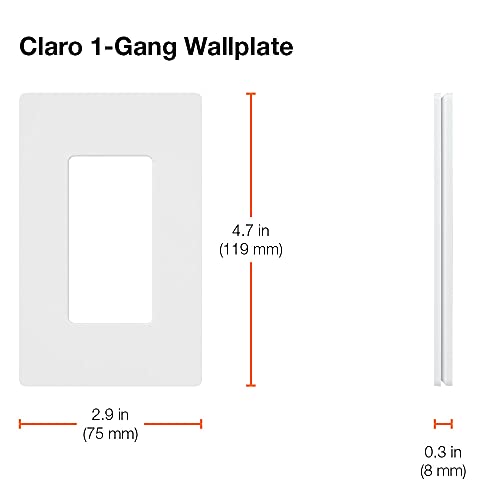 Image of Lutron Claro Light Switch Cover Plate, 1 Gang Wallplate, for Decorator Light Switches, Screwless Switch Plate Cover, Gloss, CW-1-IV, Ivory