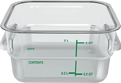 Image of Carlisle FoodService Products Squares Square Food Storage Container with Stackable Design for Catering, Buffets, Restaurants, Polycarbonate (Pc), 2 Quarts, Clear