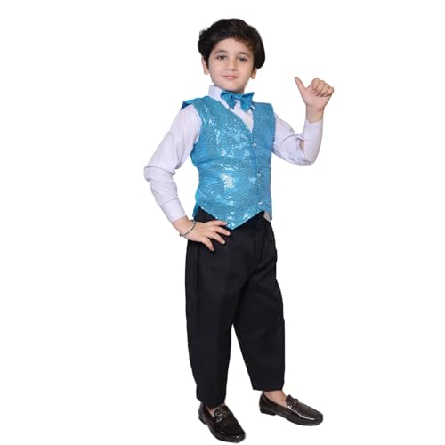 Image of Kaku Fancy Dresses Plain Waistcoat for Kids /Plain Jacket for Kids | Sequin Work Shinning Waist Coat For Annual Day Dance Competition (Only Jacket /Waistcoat - Shirt & Pant Not Included)