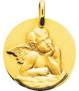 Médaille Or jaune ANGE RAPHAEL : Cadeau Idéal de Baptême et Communion