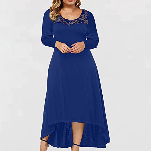 Vestidos Bodycon para Mulheres Plus Size Casual Renda Gradiente Gola Redonda Vestidos de Casamento M