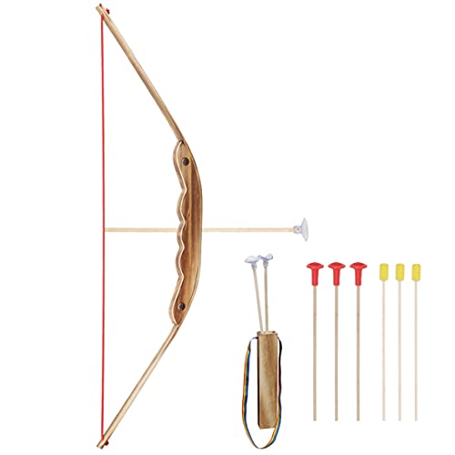 GERILEO Arche en Bois et Bambou avec Porte flèches pour Enfants et Filles - Jouet pour entraînement de pointage (Arc avec 8 franches)