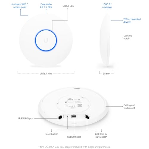 Image of Ubiquiti Networks Unifi 802.11ac Dual-Radio PRO Access Point (UAP-AC-PRO-US), Single,White (Pack of 5)