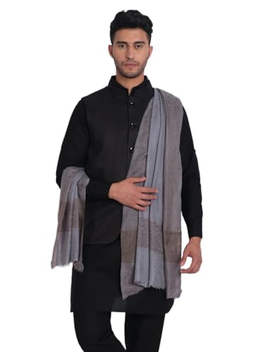 Zamour Large Woven Indian Scarf Shawl Prayer Wrap for Men, Faux Cashmere in 100% Wool