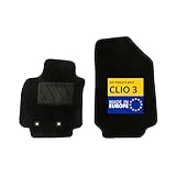 DBS – Tapis de Voiture - sur Mesure pour Renault Clio 3 (09/2005-08/2012) – Antidérapants avec Clips de Fixation – 4 Tapis Auto Avant/arrière – Moquette Noire