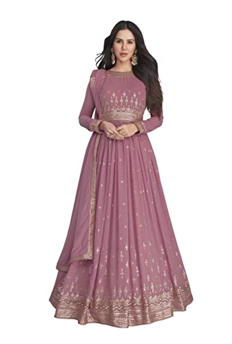 Image of ZUVAANYA Ready To Wear Indian /Pakistani Party Wear Women's Embroidery Faux Georgette Anarkali Floral Gown For Women