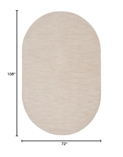 Nourison Home Nourison Essentials Ivory Beige 6' x 9' Oval Area Rug - Easy Clean, Non Shedding, Bed Room, Living Room, Dining Room, Kitchen (6' x 9' Oval)