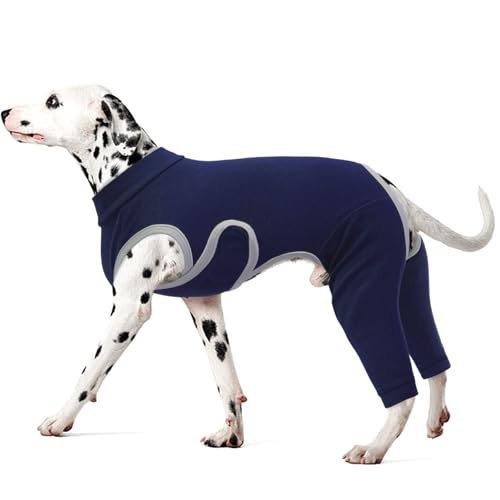 Kuoser Hundebody Nach OP für Hinterbeine Rückenoperation, L OP-Schutzanzug für Rüde Hündin, Verstellbarer Klettverschluss, Alternative Halskrause, Blau
