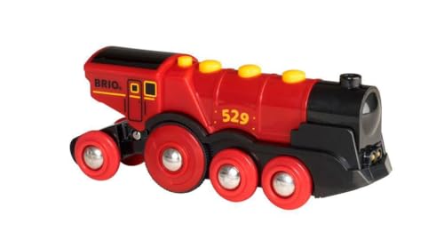 BRIO Mighty Red Locomotive Battery Powered Toy Train for Kids Age 3 Years Up - Railway Set Accessories & Add Ons