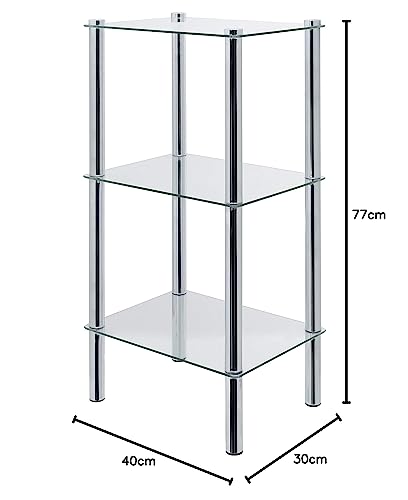 axentia Bathroom Shelf Silver Transparent Approx. 40 x 77 x 30 cm, Silver, Transparent, ca. 40 x 77 x 30 cm - Image 2