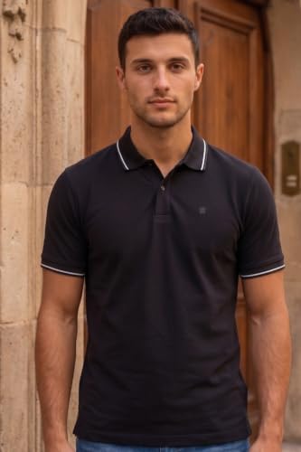 Image of Louis Philippe Men's Regular Fit Active Stretch Fabric Light Weight & Breathable Fine Knit Pique Fabric Half Sleeve Solid Polo Tshirt