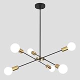 【Hochwertiges Material】Der kronleuchter schwarz ist aus hochwertigem Eisenmetall gefertigt, das korrosionsbeständig, rostfest für den dauerhaften Einsatz ist. Das Design ist in einer Mischung aus Schwarz und Gold gestaltet, die anderen einen auffälligen Look verleiht und eine moderne und Retro-Atmosphäre in Ihr Zuhause bringt.