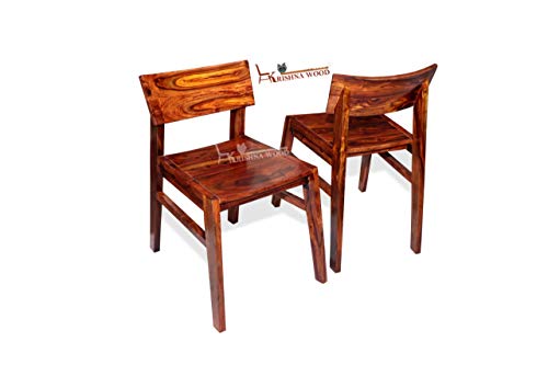 Image of Krishna Wood Decor Sheesham Wood Dining Table Set, Wooden Dinning Room Furniture, Dining Table 6 Seater with Chairs | All Brown (6 Seater, Teak Finish2)