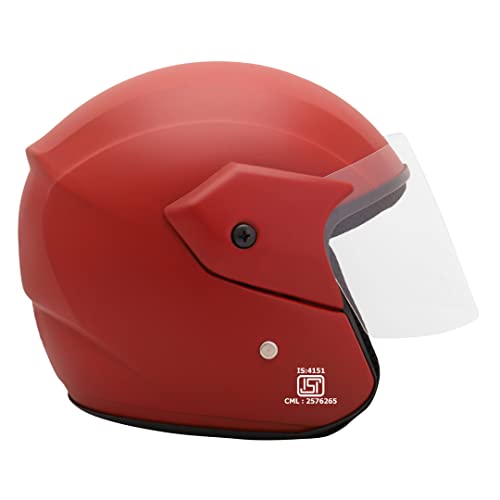 Image of Deltz Ranger Plus (ISI Certified) Open Face Helmet (Red Glossy) (Medium)