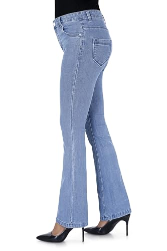 Image of TWGE - Women's Mid Rise Bootcut Jeans - Single Button, Stretchable Denim Pants - Ankle Length - Stylish Casual Wear