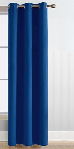 Image of 100% True Blackout Window Curtains 5 Feet, Set of 1 Panels | 300 GSM Heavy Room Darkening Polyester Cloth for Bedroom & Living Room | Thermal Insulated Heat & Noise Reducing (60x47 Inch, Blue) | 100% Room Darkening Thermal Insulated Heat & Noise Reducing Curtains 5 feet long