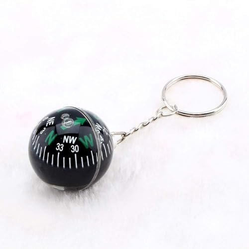 Ball Compass Keychain, 28mm Liquid Filled Compass Key Rings Outdoor Navigation Tool for Camping Hiking Survival Navigation Equipment Compass Small Compass Survival Keychain Gadgets