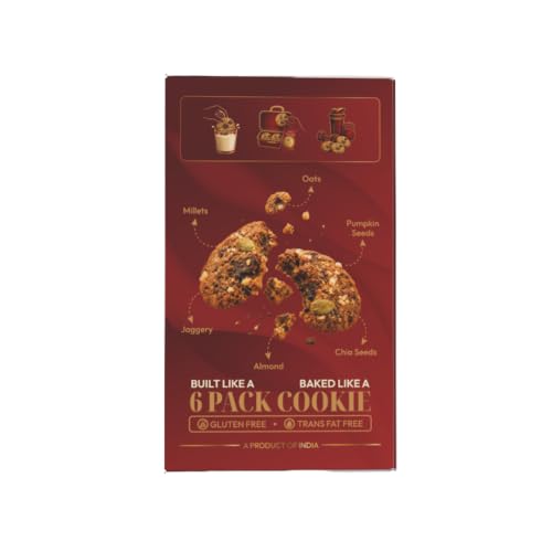 Image of KRUNCHO BY NVI Krunchables Classic Millet Cookies | No Refined Sugar, No Maida | High Fibre, Gluten Free | Made with Jowar, Ragi & Oats | With Almonds, Pumpkin Seeds & Chia Seeds | 90g (6 Cookies x 15g)