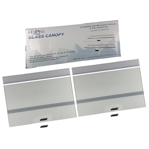 H2Pro Glass Canopy Aquarium Lid for Fresh & Saltwater Fish Tanks (M48GT for Marineland 75/90 / 110 Gallon Aquariums)