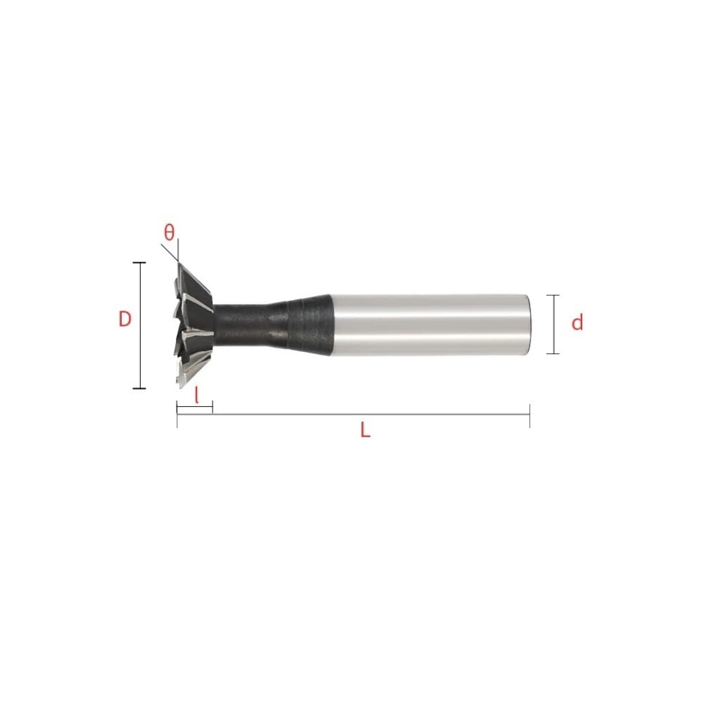 FCOVIRLEN Fresas de Cola de Milano, Fresas de Mango Recto Fresa de Extremo de Acero de Alta Velocidad CNC, vástago Recto, Ranura de Cola de Milano, 8-60 mm y 45/55/60 Grados(25MM*60)
