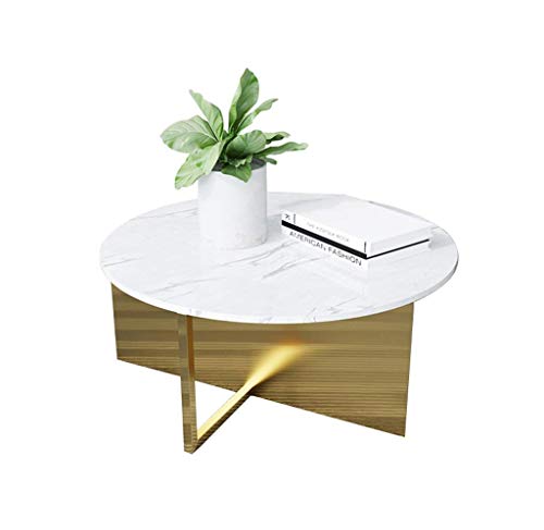 Round Coffee Table/End Table, Marble Tabletop, Metal Tableegs, Rust-Pr