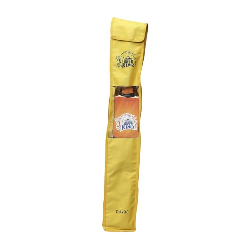 Image of playR x Chennai Super Kings English Willow Bat, Premium Handcrafted CSK Cricket Bat for Power Shots, Durable, Lightweight for Training, Casual, Club Matches & All Season - Size 6