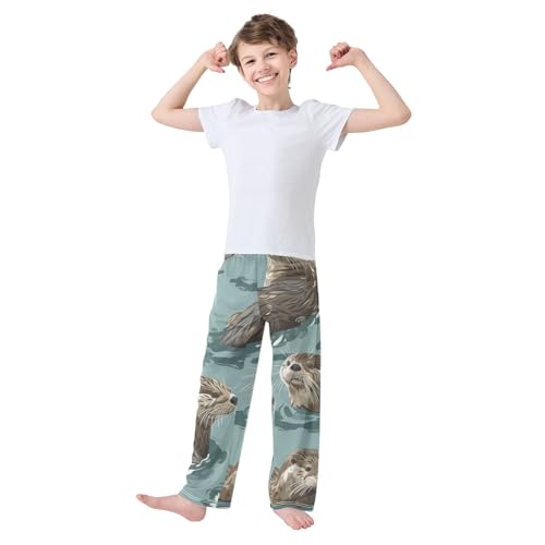 ZZXXB Otters Boys Long Pants Soft Trousers Elastic Waist Kids Lounge Bottoms with Pockets S-XL3