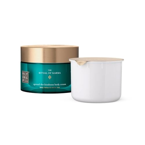 RITUALS Körpercreme + Nachfüllpackung The Ritual of Karma – Creme mit Lotus und weißem Tee – Wohltuend und reichhaltig mit sommerlichem Duft – 220 ml + 220 ml