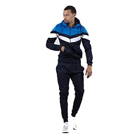 AARHON Mens Plain Hooded Fleece (TS2423) Tracksuit -Navy-M Cover