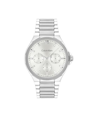 Calvin Klein Multi Zifferblatt Quarz Uhr für Damen Kollektion Vibrancy mit Silbernes Edelstahlarmband - 25100054