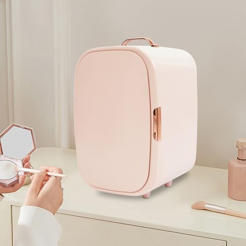 HOLMZCED 12L Portable Beauty Fridge with Handle, Cooler & Warmer Cosmetics Refrigerator Mini Fridge Pink for Makeup Lipstick Comestic Skincare