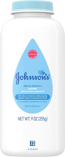 Image of Johnson's Baby Cornstarch Baby Powder, Aloe & Vitamin E for Delicate Skin, Hypoallergenic, No Added Parabens, & Dyes, Silky for Gentle Baby-Skin Care, Baby-Essentials, 9 oz (Pack of 2)
