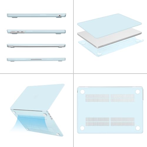 Image of MOSISO Compatible with MacBook Air 13 inch Case M5 2026 M4 2025 M3 M2 2024-2022 A3449 A3240 A3113 A2681,Hard Shell&Keyboard Cover&Screen Film&Pouch for MacBook Air 13.6 inch Case, Cloud Blue