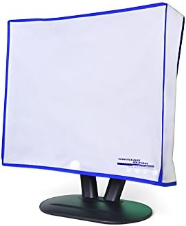 Computer Monitor dust Cover for Flat Panel LCD-Silky Smooth Anti-Static Vinyl with Blue Trim (18W x14H x3D)